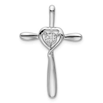 Rhodium Over 14k White Gold Diamond Chain Slide Pendant