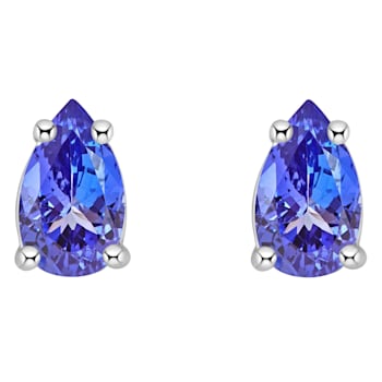 5x3mm Pear Shape Tanzanite 14k White Gold Stud Earrings