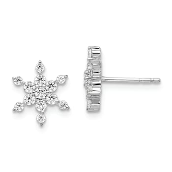 Rhodium Over 14K White Gold Lab Grown Diamond SI1/SI2, G H I, Star Post Earrings