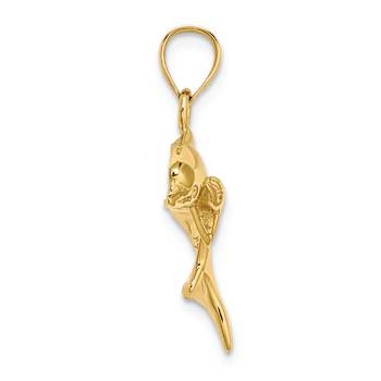 14k Yellow Gold Polished Dolphin and Baby Charm