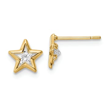 14k Yellow Gold Cubic Zirconia Star Stud Earrings
