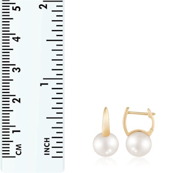 White Cultured Freshwater Pearl 14k Yellow Gold Earrings 8-8.5mm
