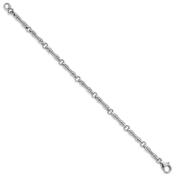 Rhodium Over 14k White Gold 3.5mm Hand-polished Fancy Link Bracelet
