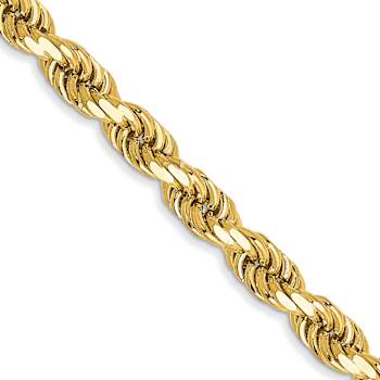 14k Yellow Gold 3.5mm Diamond-Cut Rope 16 Inch Chain