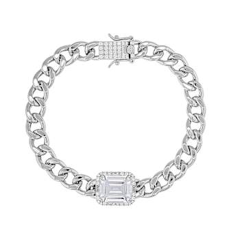 CZ Curb Link Bracelet In Platinum-Enhanced Sterling Silver 10.71ctw