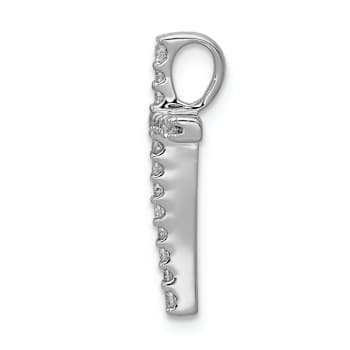 Rhodium Over 14k White Gold Diamond Latin Cross Chain Slide Pendant