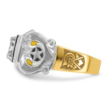 10K Two-tone Yellow and White Gold Men's Enamel and Diamond Eagle
Masonic Shriner's Ring 0.51ctw