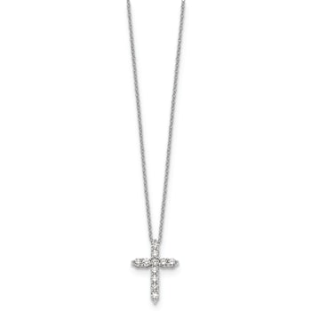 Rhodium Over 10k White Gold 0.50 ctw Diamond Cross Pendant with 18 inch
Cable Chain