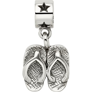 Sterling Silver Flip Flops Dangle Bead