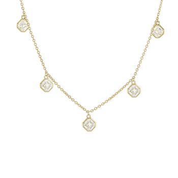 Lab-Grown Diamond Asscher-Cut Bezel Set Station Necklace In 14K Yellow
Gold 2.00ctw