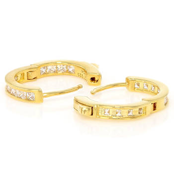 Princess-Cut CZ Hoop Earrings In 18K Gold Over Sterling Silver