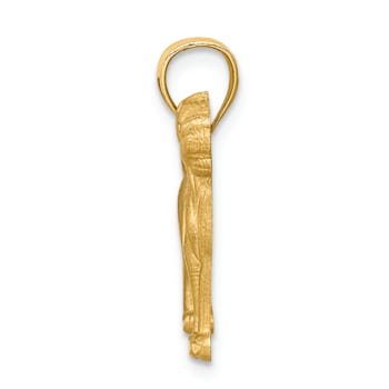14k Yellow Gold Diamond-Cut and Brushed Boxer Dog Pendant