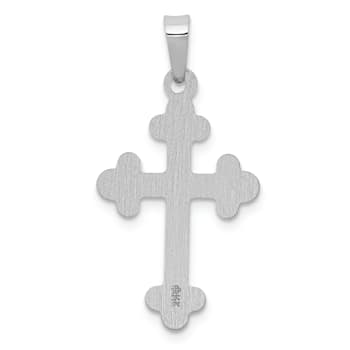 Rhodium Over 14K White Gold Polished Budded Cross Pendant