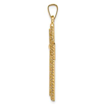 14k Yellow Gold Polished Rope Edge Latin Cross Pendant