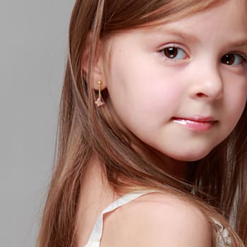 Children's Cubic Zirconia Pink Enamel Butterfly Drop Earrings 18K Yellow
Gold Over Sterling Silver