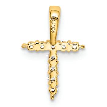 14K Yellow Gold Lab Grown Diamond Letter T Initial Pendant
