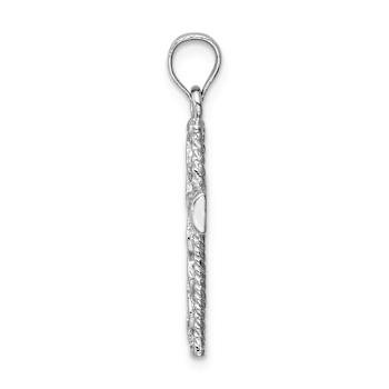 Rhodium Over 14k White Gold Polished and Textured Braided Cross Pendant