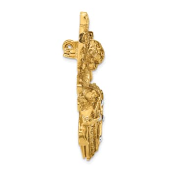 Symbols Of Faith Gold-tone Angel with 20mm Dangle Heart Crystal Cross
Locket Brooch Pin