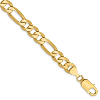 14K Yellow Gold 7.5mm Flat Figaro Chain Bracelet