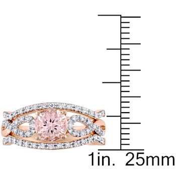 Morganite and Diamond 10K Rose Gold Bridal Ring 1.06ctw