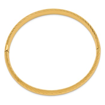 14K Yellow Gold 5/16 Textured Hinged Bangle