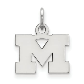Rhodium Over Sterling Silver LogoArt University of Michigan Extra Small Pendant
