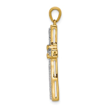 14K Two-tone Gold  Diamond Cross Pendant