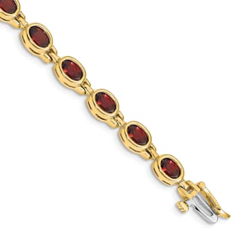 14K Two-tone Gold Oval Gemstone Garnet Bracelet 9.60ctw