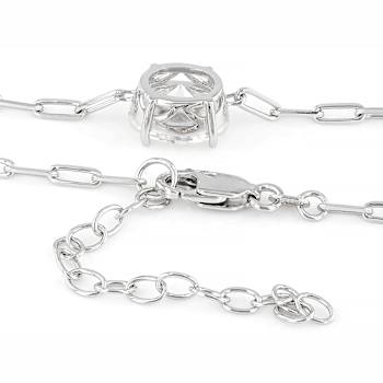 Oval Moissanite Solitaire Pendant Necklace In Platinum-Enhanced Sterling Silver