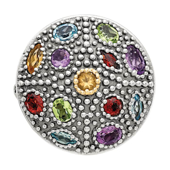 Sterling Silver with 14K Accent Antiqued Multi Gemstone Ring