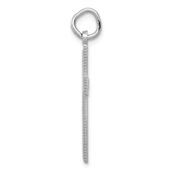 Rhodium Over 14k White Gold Diamond-Cut Satin Cross Pendant