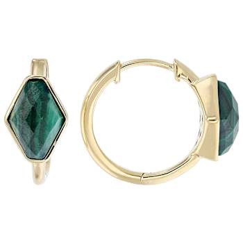 Malachite Freeform Earrings In 18K Gold Over Sterling Silver 5.22ctw