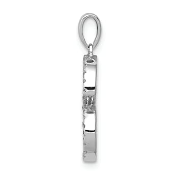 Rhodium Over 14K White Gold Diamond Letter S Initial Pendant