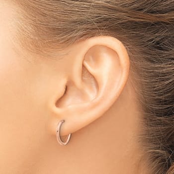 14k Rose Gold Polished 9/16" Hinged Hoop Earrings