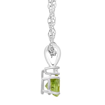 5mm Round Peridot with Diamond Accent 14k White Gold Pendant With Chain