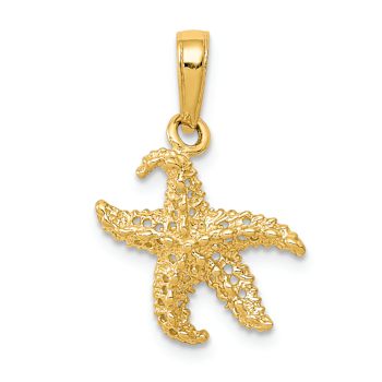 14k Yellow Gold Textured Starfish Pendant