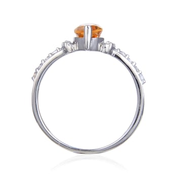Marquise Citrine with White Topaz Accents Sterling Silver Ring, 1.24ctw