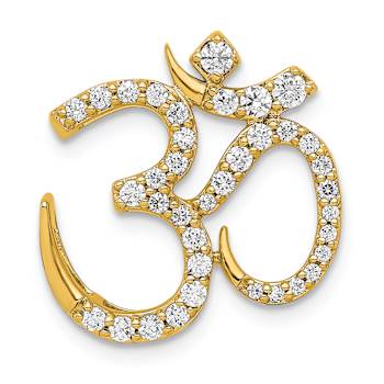 14k Yellow Gold Diamond Om Chain Slide Pendant