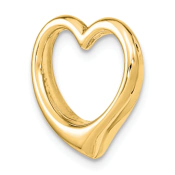 14k Yellow Gold 3D Polished Heart Chain Slide Pendant