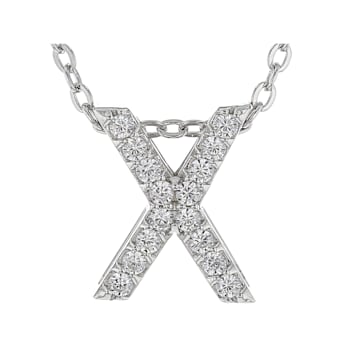 CZ Initial X Pendant Necklace In Sterling Silver 0.25ctw