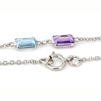 Multi-Gem 14k White Gold 18" Necklace 14.40ctw