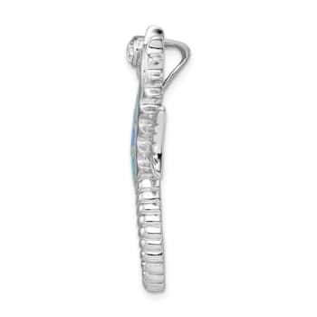 Rhodium Over Sterling Silver Lab Created Opal and Cubic Zirconia
Seahorse Chain Slide Pendant