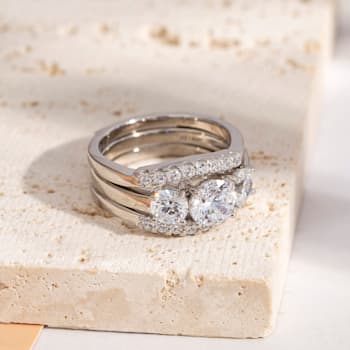 White Cubic Zirconia Platinum Over Sterling Silver Ring 2.57ctw