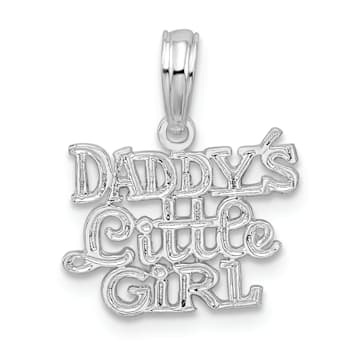 Rhodium Over Sterling Silver Polished DADDYS LITTLE GIRL Pendant