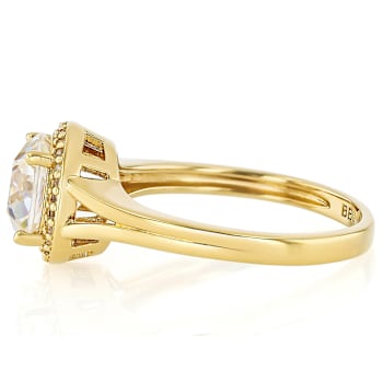 Diamond Simulant Old European Cut And Lab White Sapphire Ring In 18K
Gold Over Sterling Silver 2.75ctw