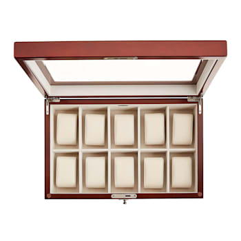 Mele and Co Christo Locking Glass Top Wooden Watch Box