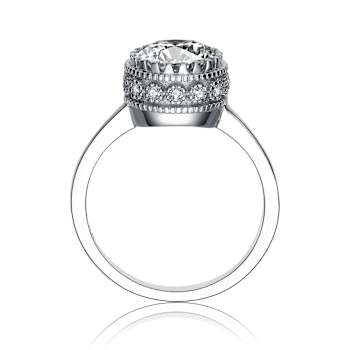 CZ Halo Engagement-Style Ring In Sterling Silver