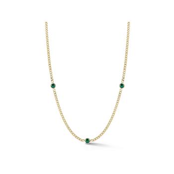 Sterling Statements 14K Yellow Gold Over Sterling Silver 3-Stone Green
CZ Curb Chain Necklace