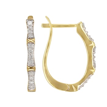 Engild™ White Diamond 14k Yellow Gold Over Sterling Silver Hoop Earrings 0.23ctw