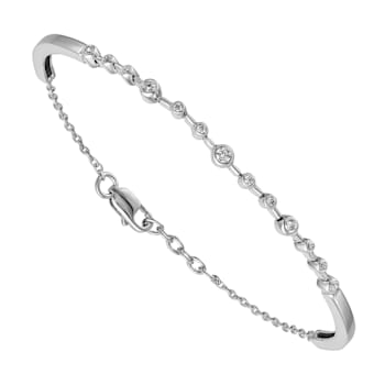 Rhodium Over 14k White Gold Diamond Bangle Bracelet